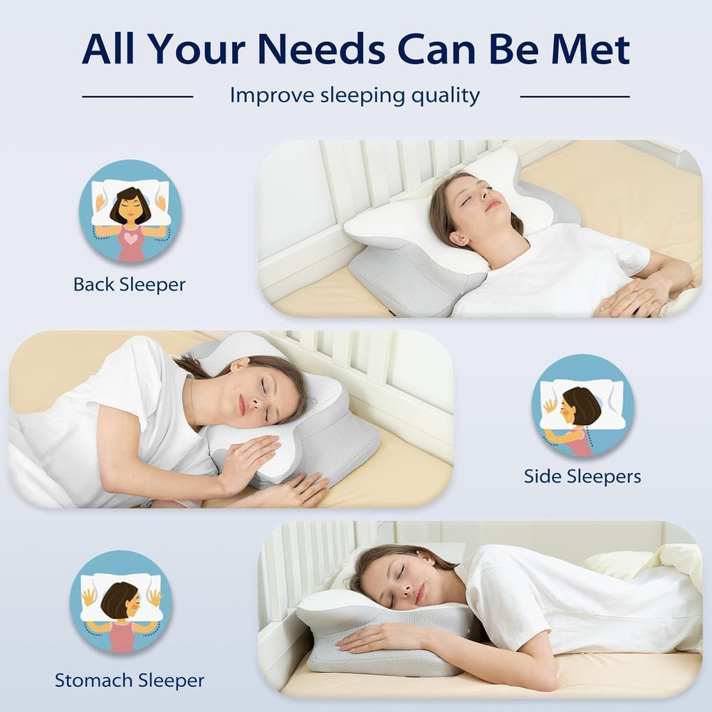 HOMCA Neck Pillow Pillow, Memory Foam Ergonomic Pillow 3D Cooling Pillow Cover For Supine, Side or Prone Position, 62 X 41 X 9.5/12.5 Cm Perne ortopedice cervicale Naty Shop