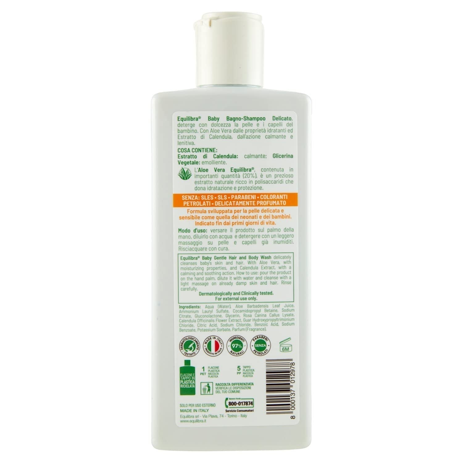 Equilibra Baby Bagno Șampon 250 M Copii - Baie si Skincare Naty Shop