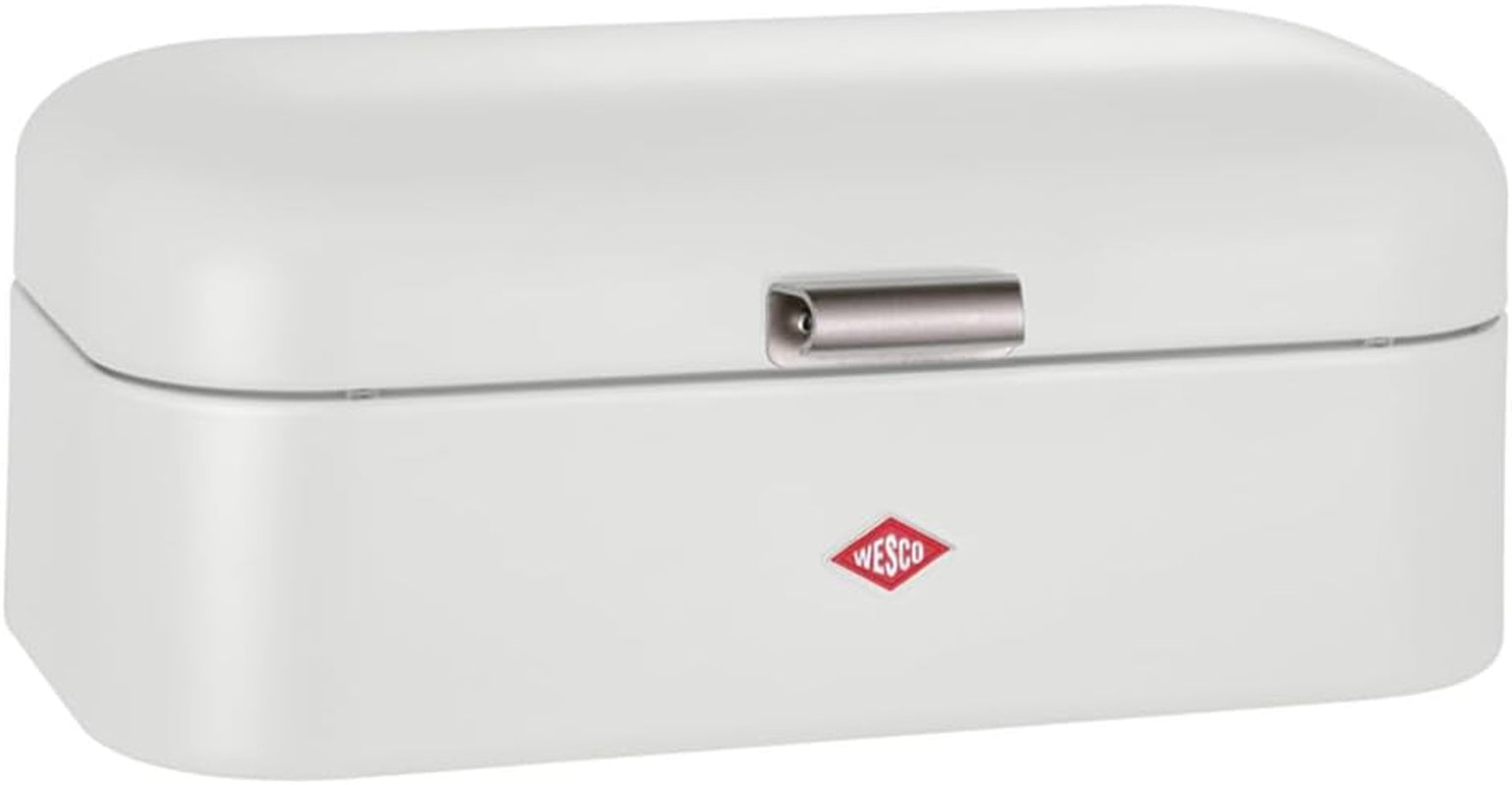 Coș de pâine Wesco Grandy în culoarea negru mat, tablă de oțel acoperită cu pulbere, găuri de ventilație și mâner robust Cutii depozitare alimente Naty Shop Alb mat