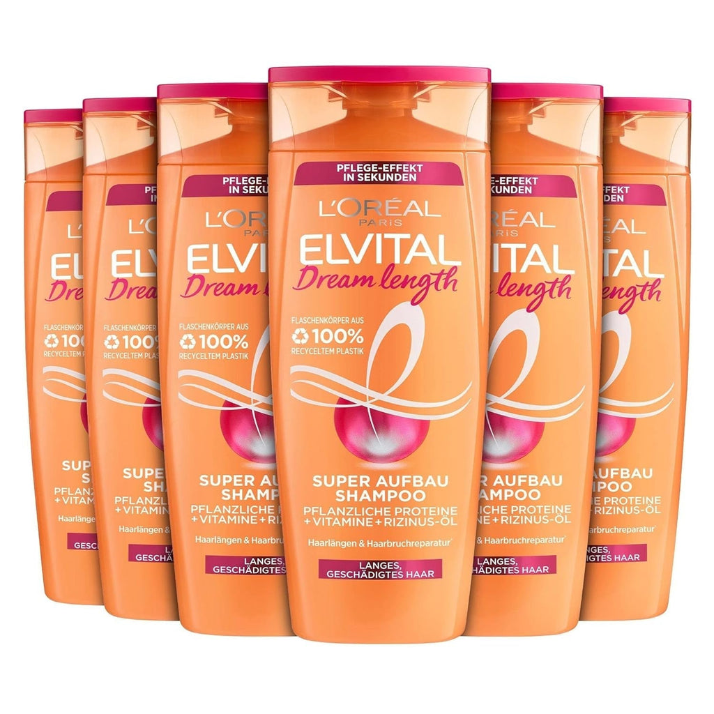 L'Oréal Paris Elvital Dream Length Super Building Shampoo, pentru păr lung ca de vis Duș și baie L'Oréal 6 x 300 ml Fara parfum