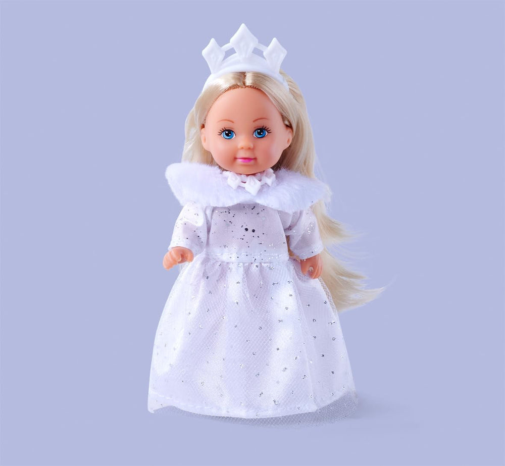 Simba Evi Prințesa Visurilor Iubirii, păpușă de joacă într-o rochie de iarnă de vis cu garnitură de blană și elemente cu sclipici, 12 cm, de la 3 ani