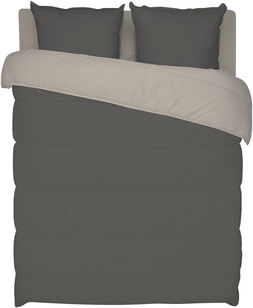 Bleu Câlin zweifarbige Wendedecke für 2 Personen, Mikrofaser, Burgund/Pfeffer, 220 x 240 cm Steppdecken und Steppdecken Naty Shop Graphit/feuerfester Ton 140 x 200 cm