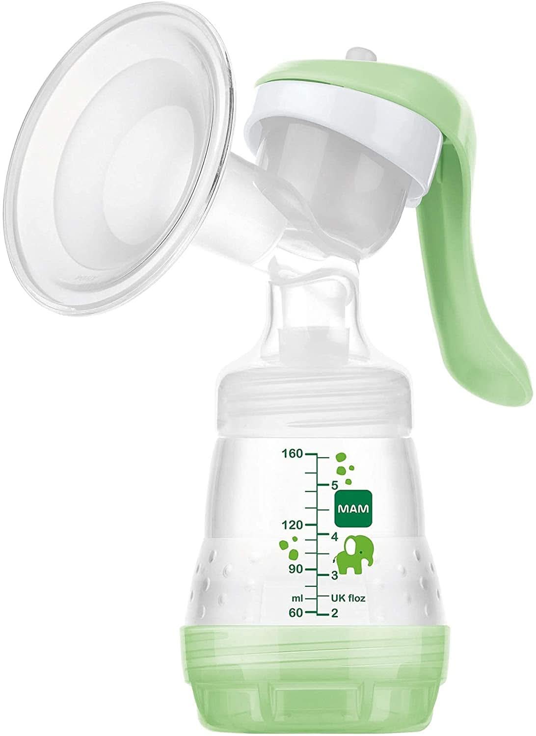 MAM Handmilchpumpe – komfortable und kompakte Milchpumpe für Muttermilch inklusive 1 Anti-Kolik-Flasche MAM Easy Start Zubehör Essen und Stillen Bebe Naty Shop Kompakte Handmilchpumpe