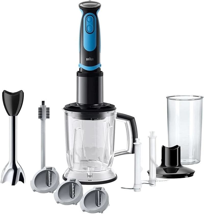 Braun Stabmixer MQ 5260WHBL Stabmixer – Multiquick 5 Vario Pürierstab Mit Edelstahl Mixfuß Und Spiralschneider, 1000 Watt, Inkl. Umfangreiches Zubehör-Set, Weiß/Blau Mutter und Kind Naty Shop Inkl. Spiralschneider Mq5264 Stabmixer inkl. Sprialschneider Schwarz/Blau