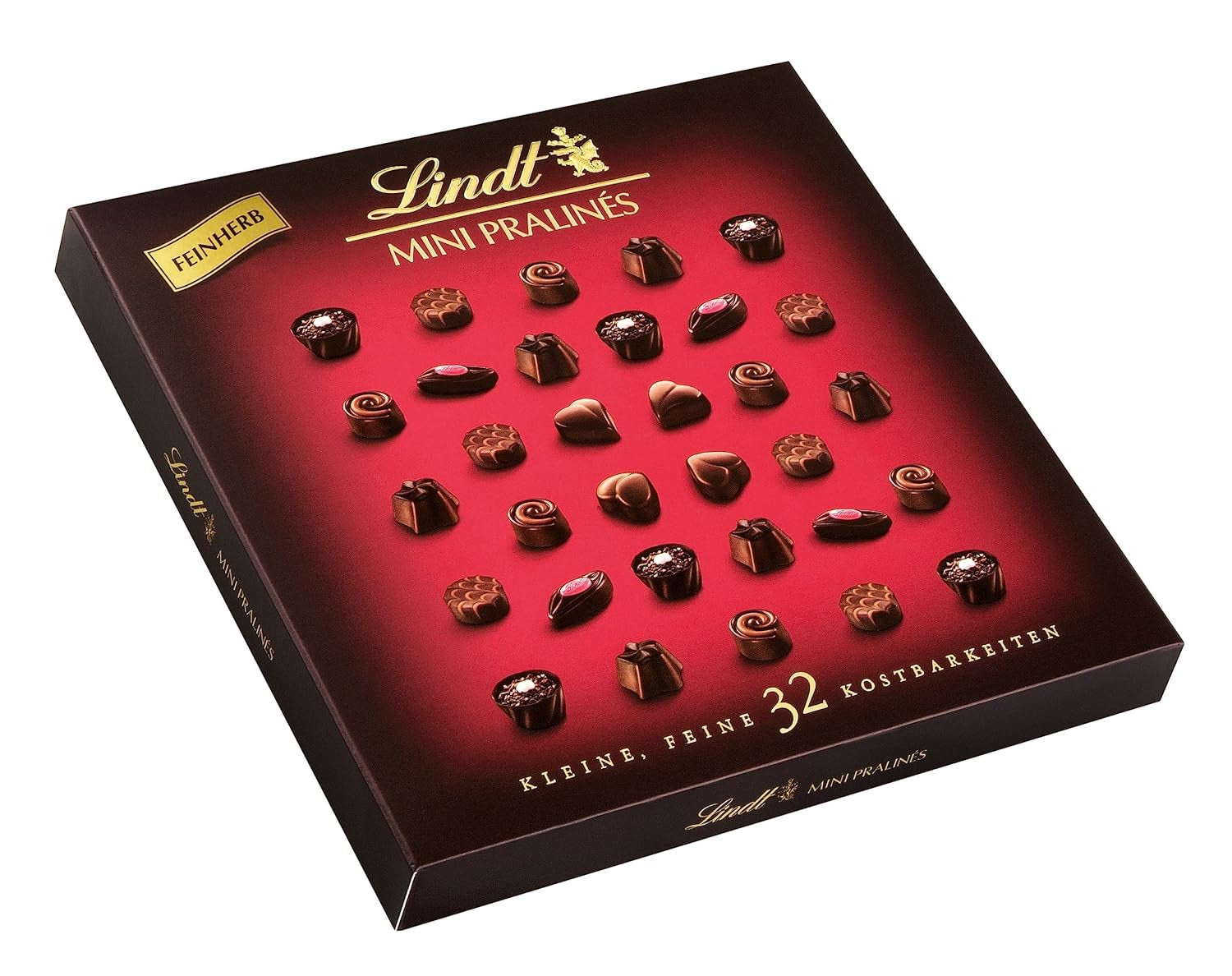 Lindt, Pralinenschachtel mit je 18 Pralinen in 6 Sortimenten, 90 Gramm Naty Shop Chocolate Candies 163 Gramm Dunkle Schokolade mit verschiedenen Füllungen