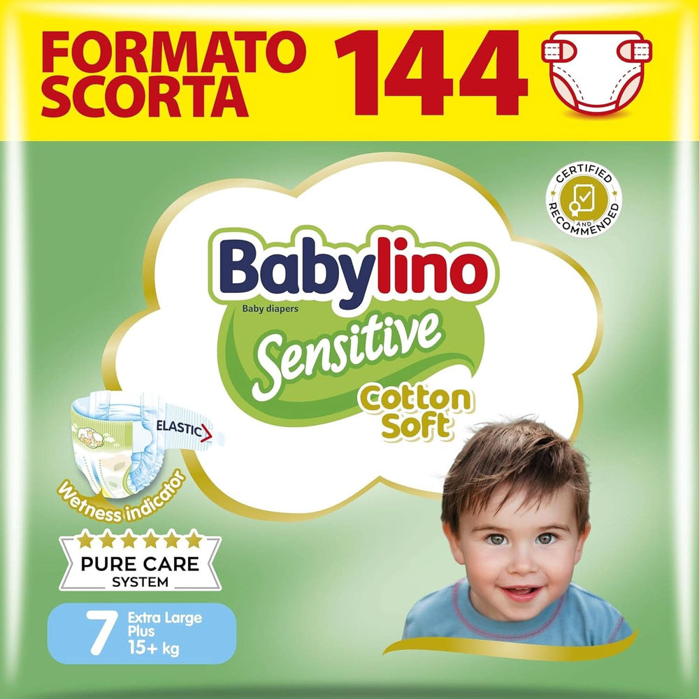Babylino Sensitive, zarte Windeln für Kinder, verschiedene Größen Mutter und Kind Naty Shop Größe 7 (144 Stück)