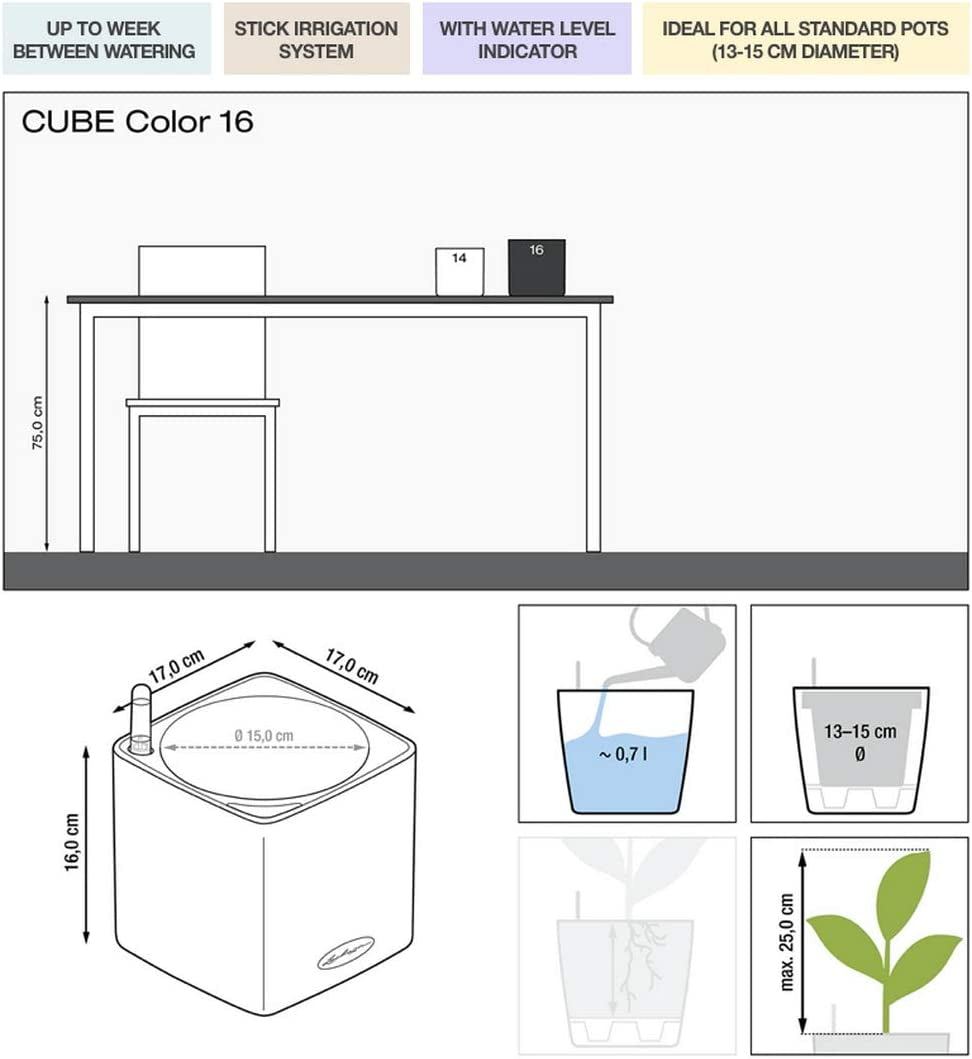 LECHUZA CUBE Culoare 16 gri ardezie 13584