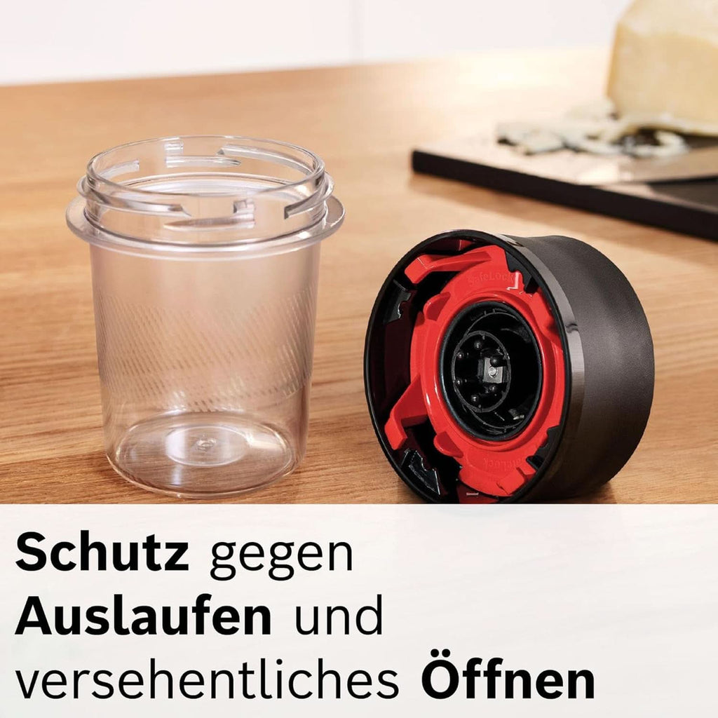 Bosch Standmixer Vitapower Serie 4 MMB6177S, Edelstahl-Klingen Made in Germany, 1,5L Thermosafe Glasbehälter, 0,6L To-Go-Flasche, Stopfer, Universalzerkleinerer, 30,000 U/Min, 1200 W, Silber Bucatarie Naty Shop