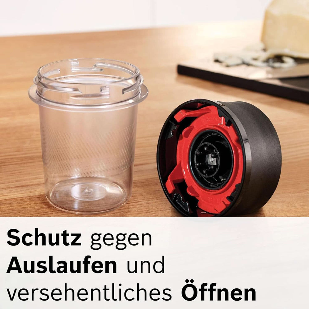 Bosch Standmixer Vitapower Serie 4 MMB6177S, Edelstahl-Klingen Made in Germany, 1,5L Thermosafe Glasbehälter, 0,6L To-Go-Flasche, Stopfer, Universalzerkleinerer, 30.000 U/Min, 1200 W, Silver Kitchen Naty Shop