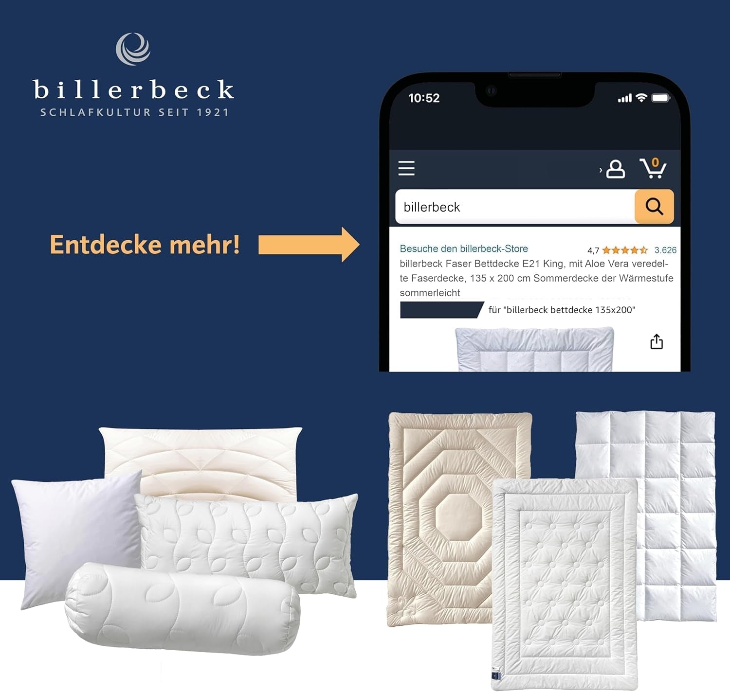 Plapuma Billerbeck E22 Wash-Star UNO - plapuma all-season - 135 X 200 cm - plapuma din fibre - Magicfill® - fibre goale, 100% poliester - cu Eco Wash-Egg Plapumi si pilote Naty Shop