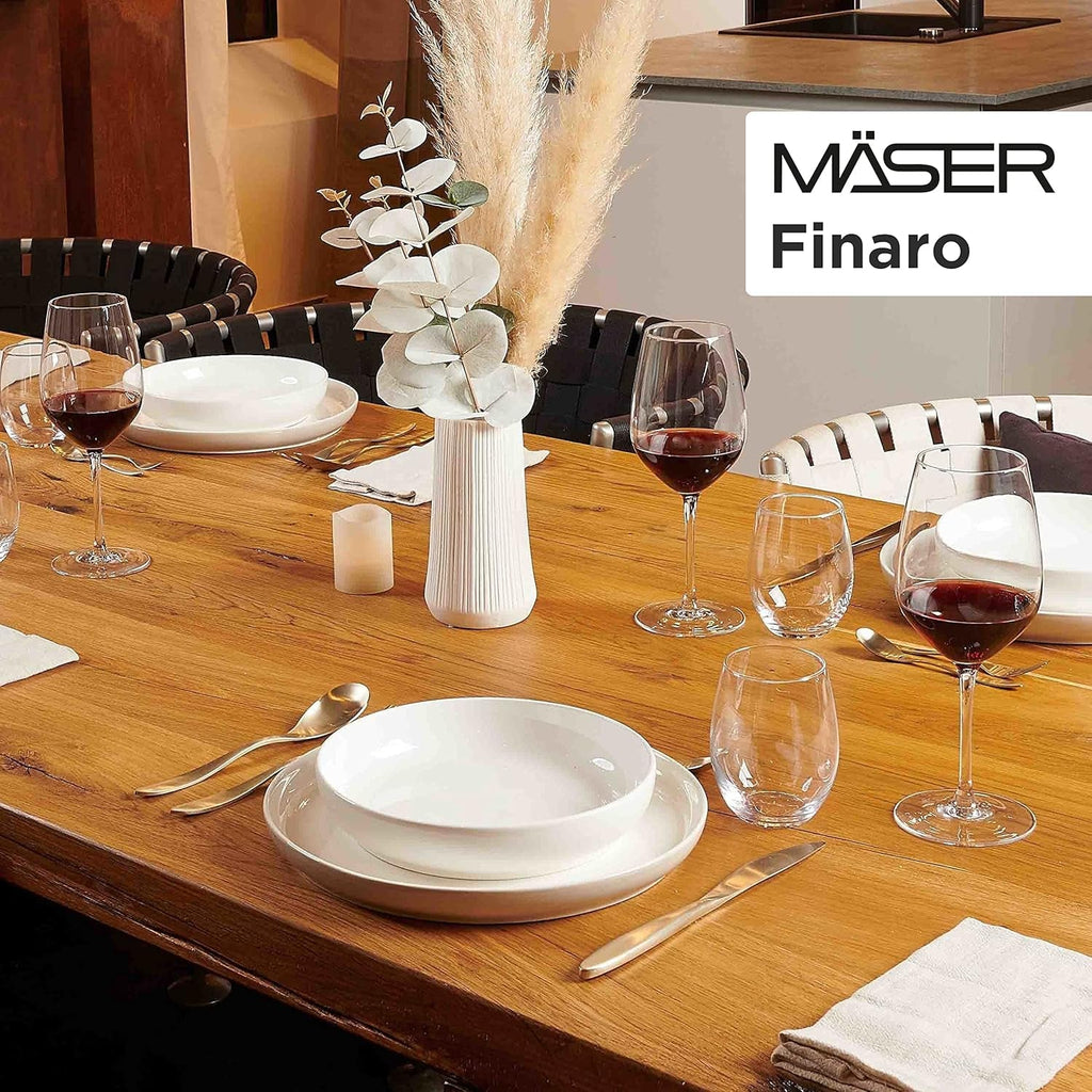 MÄSER 931617 Serie Finaro Geschirr Set Für 4 Personen in Gastronomie-Qualität, Skandinavisches Design, 16-Teiliges Kombiservice, Weiß, Durable Porzellan Seturi vesela masa Naty Shop