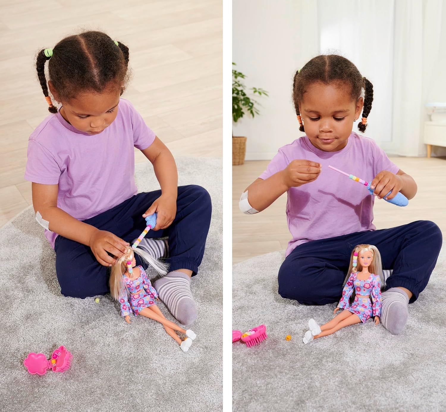 Simba 105733652 - Steffi Love Puppe Hair Beads (29 cm) - Ankleidepuppe mit Kleidung, 20 Haar-Perlen zum Auffädeln, Zubehör & 2-in-1 Haarbürste, Spielzeug für Kinder ab 3 Jahre