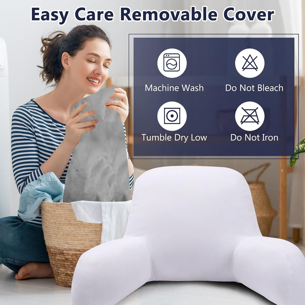 Pernă de citit, pernă de odihnă la pat pentru adulți și copii, pernă confortabilă din catifea pentru spate, cu cotiere, buzunare și mâner pentru a sta jos în pat, pernă de spate pentru citit, studiat și vizionat la televizor