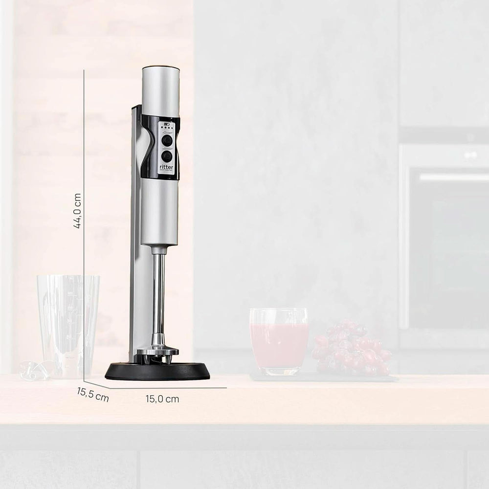 Ritter Stilo 7 plus Kabelloser Stabmixer, Pürierstab Mit Akku Aus Vollmetall, Made in Germany, Silber Bucatarie Naty Shop