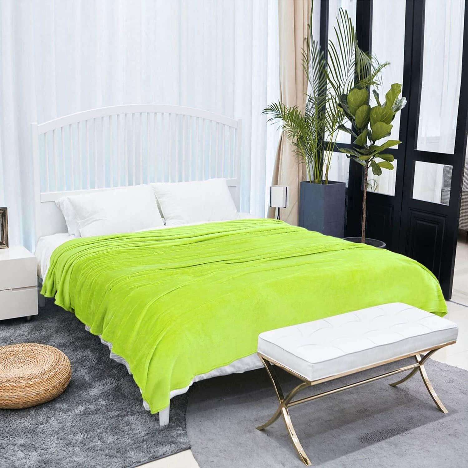 Sourcing Map Gemütliche Decke Tagesdecke Weiche & warme Fleecedecke als Sofadecke Sofadecke Wohnzimmer- und Kuscheldecke Wolldecke Weicher Samtplüsch Apfelgrün 150X200Cm Betten und Decken uxcell