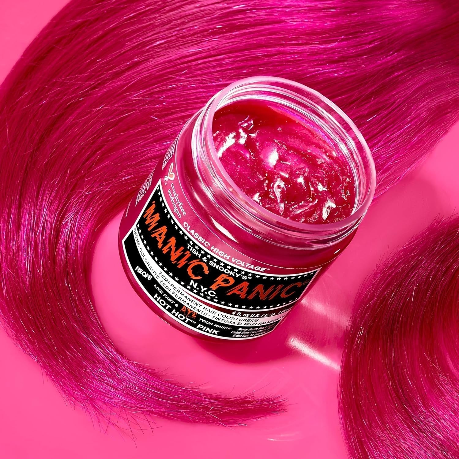 Manic Panic Hot Hot Pink Classic Cream, Vegano, fără cruzime, vopsea de păr semipermanentă 118ml Vopsea pentru par Naty Shop