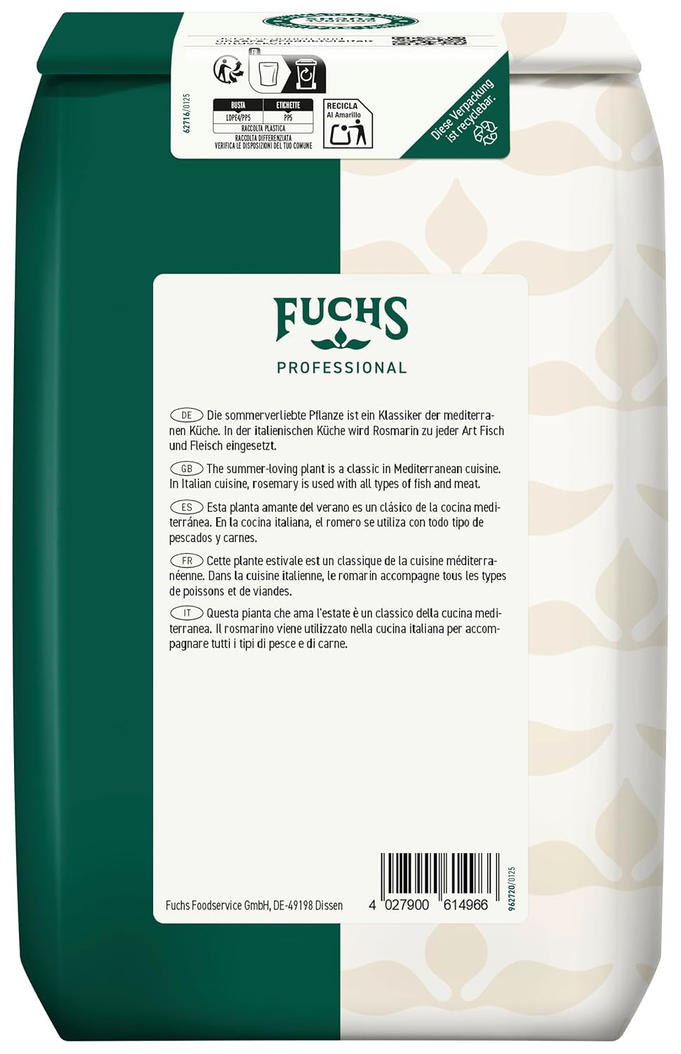 - Rosmarin gemahlen | Für Rosmarin-Kartoffeln und Lamm-Gerichte | Profi-Qualität für Großverbraucher | 0,6 kg im recyclebaren Beutel
