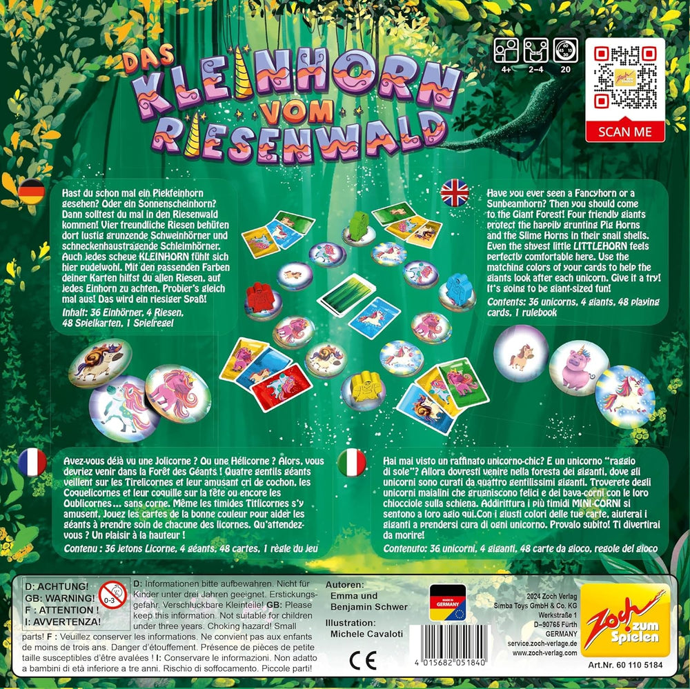 Zoch 601105184 - Micul Corn al Pădurii Uriașe (Joc pentru copii de la 4 ani) - joc fantastic cu unicorn pentru copii, pentru 2-4 jucători, aprox. 20 de minute de joc pe rundă