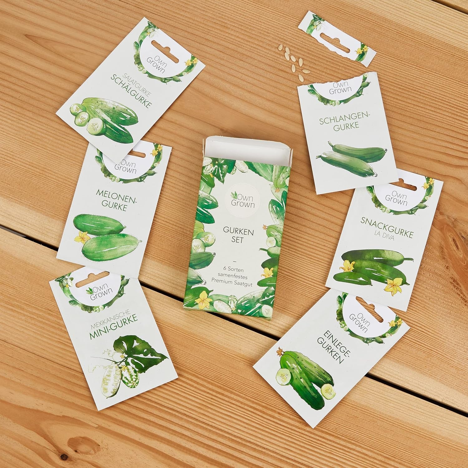 Gurken Samen Set: 6 Sorten Gurken Saatgut Mit Freilandgurken Samen, Einlegegurken Samen, Minigurke Samen – Samen Gemüse Samen, Owngrown Gurke Samen