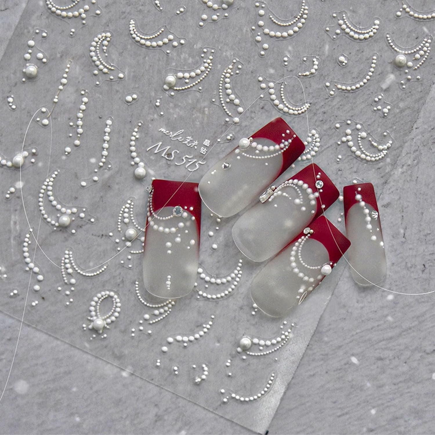 JMEOWIO 3D Nagelsticker Perlenlinie Nail Art Sticker Selbstklebend Nagelaufkleber 5D Stereoskopisch Dekoration Nageldesign Zubehör 1 Blatt