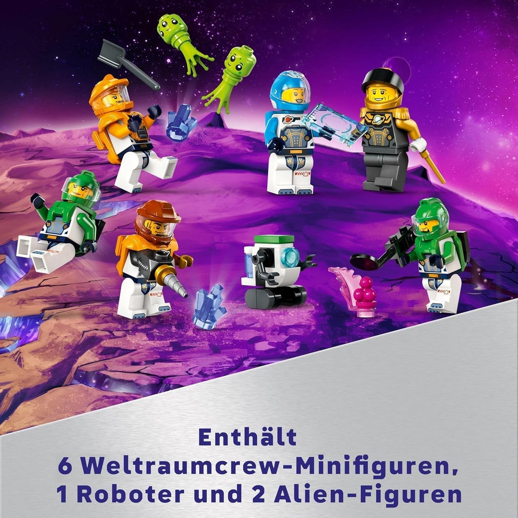 LEGO City Space Base cu rampa de lansare, stație spațială de jucărie cu vehicul spațial și navă spațială pentru copii, set cu 6 minifigurine, roboți și extratereștri, cadou pentru băieți și fete 60434 Seturi de constructie Besuche den LEGO-Store
