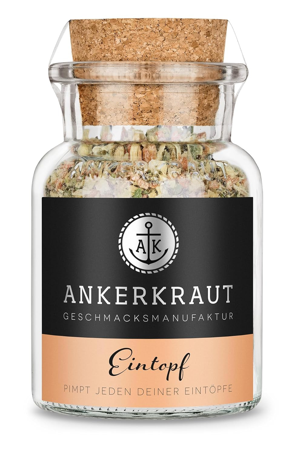 Ankerkraut Eintopf, Linsen, Bohnen und Gemüse, Gewürz-Mischung, Vielfalt für jeden Geschmack, ohne Geschmacksverstärker, lecker schmecker, 90 g im Korkenglas