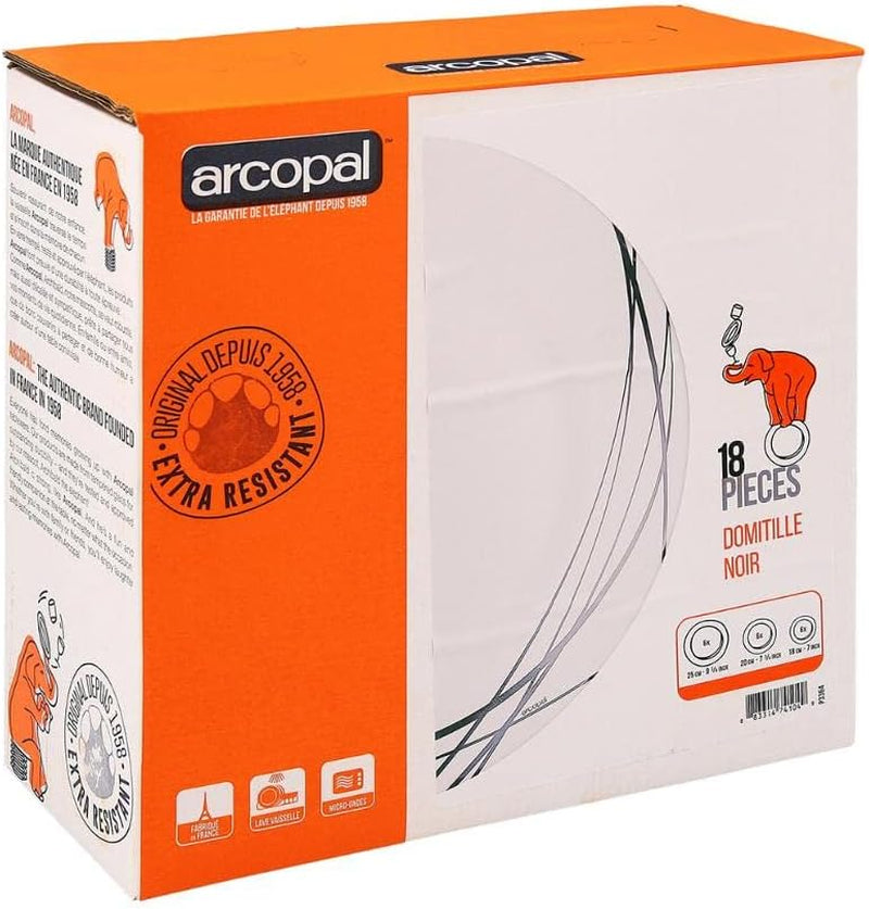 Luminarc Domitille Tafelservice, 18-Teilig, Opal, Keramik, Weiß Geschirrsets Naty Shop