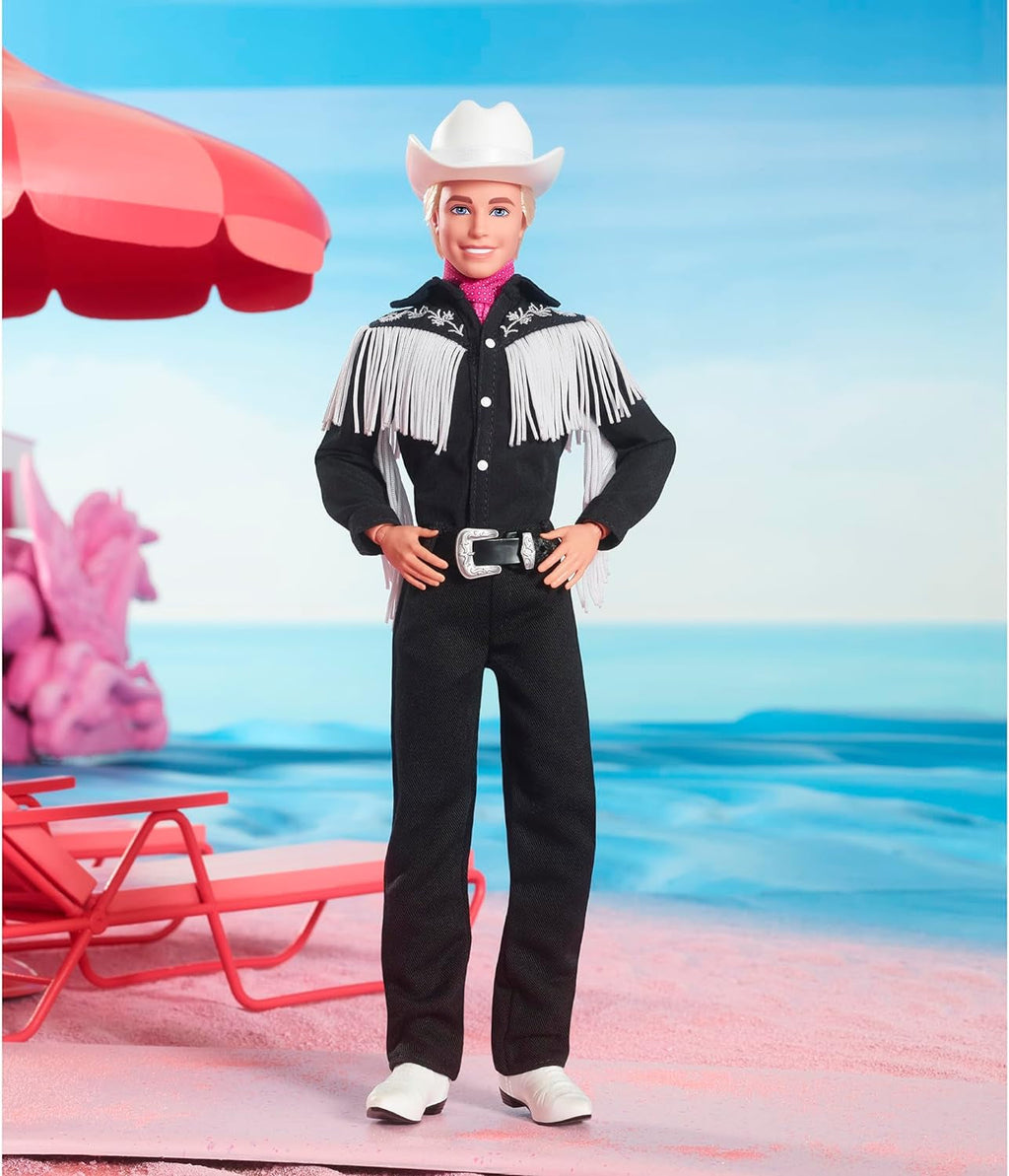 BARBIE the MOVIE Ken - Păpușă de colecție din lungmetraj cu ținută western, cămașă vintage, pălărie de cowboy, cizme albe, pentru copii de la 3 ani în sus, HRF30 Papusi Naty Shop