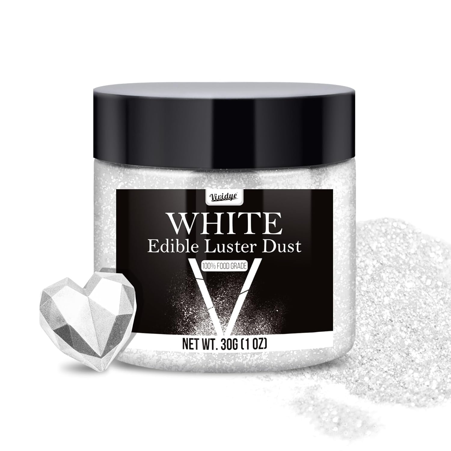 Essbarer Glitzer, Pulver, verschiedene Farben, 30 Gramm Naty Shop White