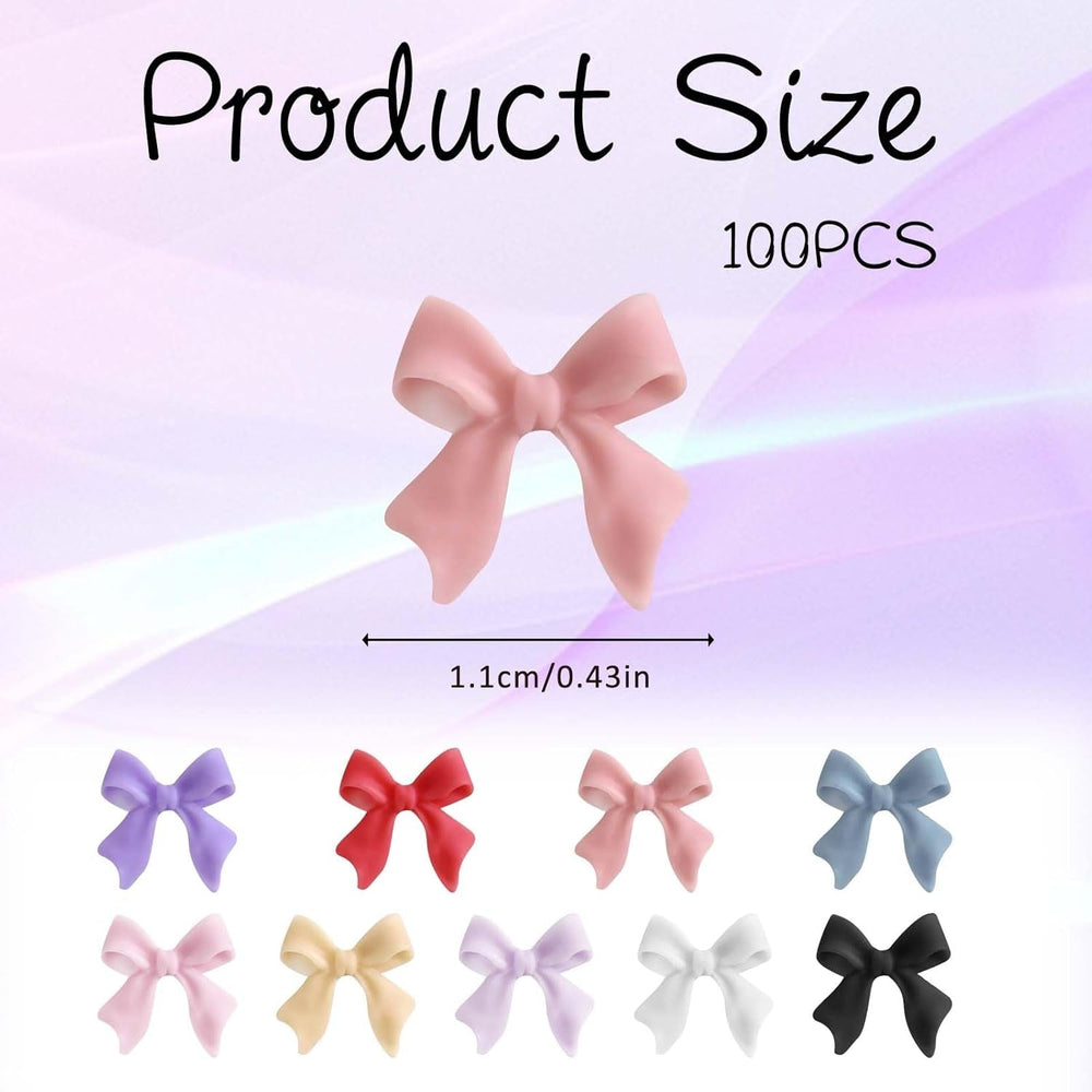 100 Stück 3D Nageldekorations Sets Schleifen Nagelanhänger Nagelkunst Dekorationen Schleife Für Acrylnägel, Süße Kawaii-Schleifenanhänger, Hübsche Nagel-Schleifenanhänger-Dekoration