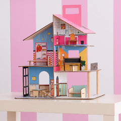 Casă de păpuși din lemn pentru copii Olivia's Little World 360, păpuși de 8,9 cm și 12 accesorii, multicoloră, TD-13260C