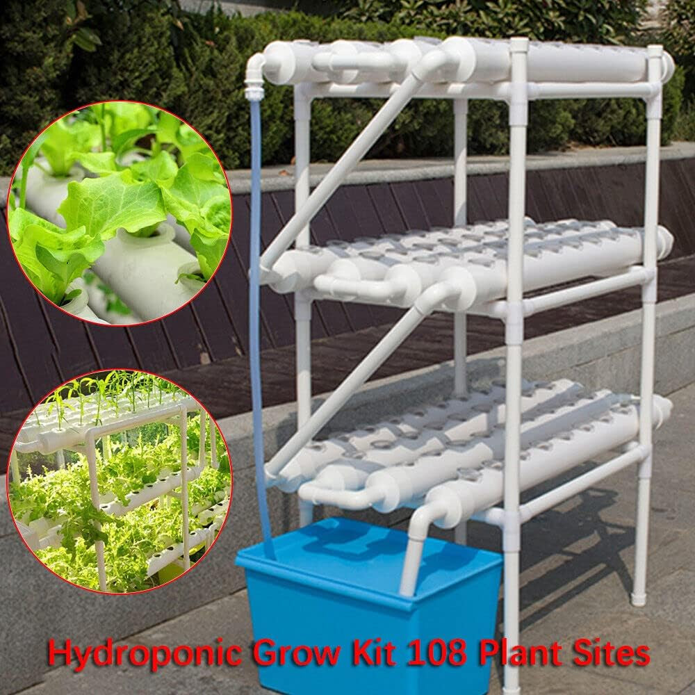 Kit sistem de creștere hidroponică cu 3 niveluri, 108 de locuri de creștere, sistem hidroponic pentru legume, kit de creștere, sistem de creștere fără sol, kituri hidroponice pentru legume cu frunze.