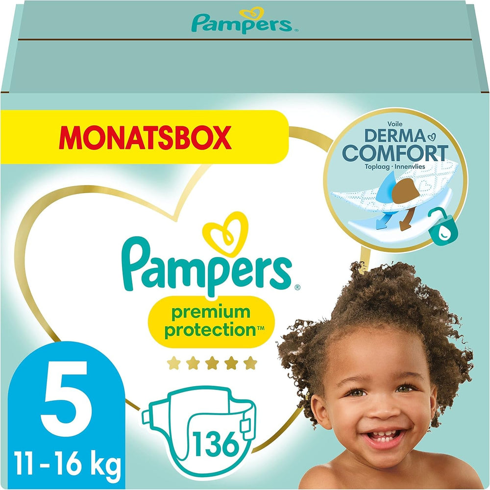 Pampers Premium Protection mărimea 6, 144 scutece, 13 kg-18 kg, protecția noastră numărul 1 împotriva pielii și scurgerilor