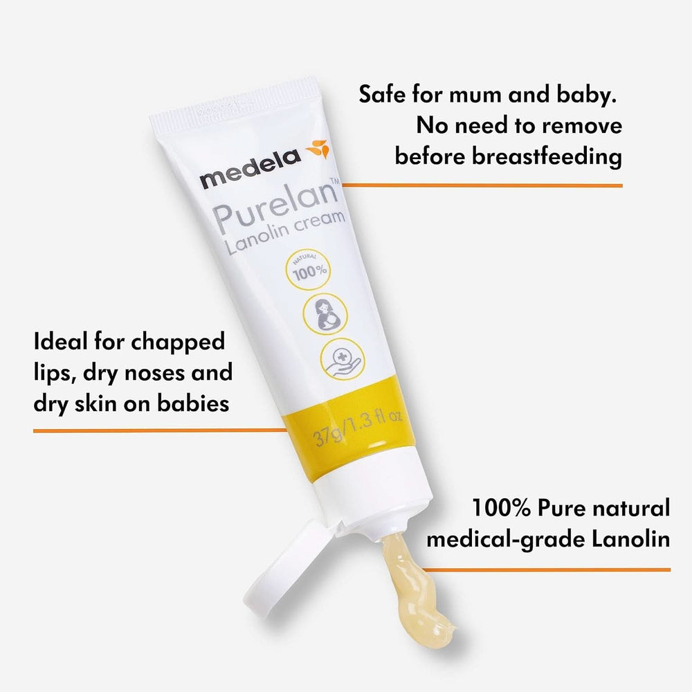 Medela Purelan 37G Lanolin Brustwarzencreme – Creme gegen wunde Brustwarzen und trockene Haut, 100 % natürlich, hypoallergen. Zubehör Essen und Stillen Bebe Naty Shop