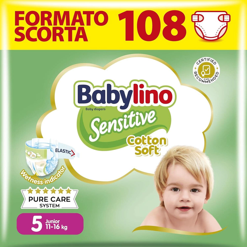 Babylino Sensitive, zarte Windeln für Kinder, verschiedene Größen Mutter und Kind Naty Shop Größe 5 (18 Stück)