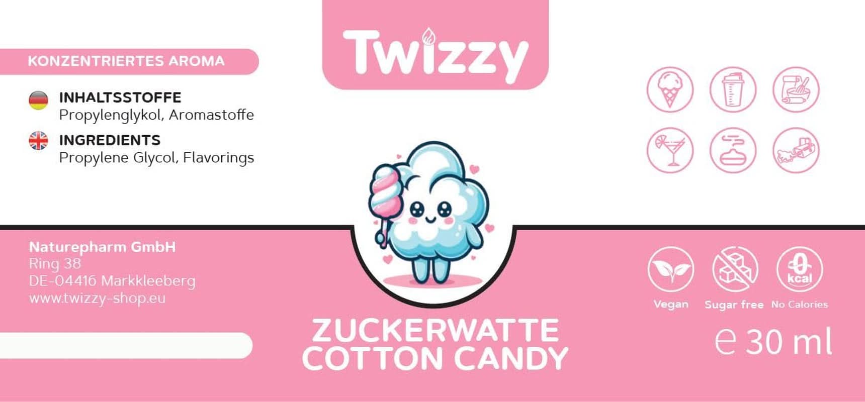 Twizzy Konzentriertes Zuckerwatte-Aroma, 30 ml Aromen Naty Shop