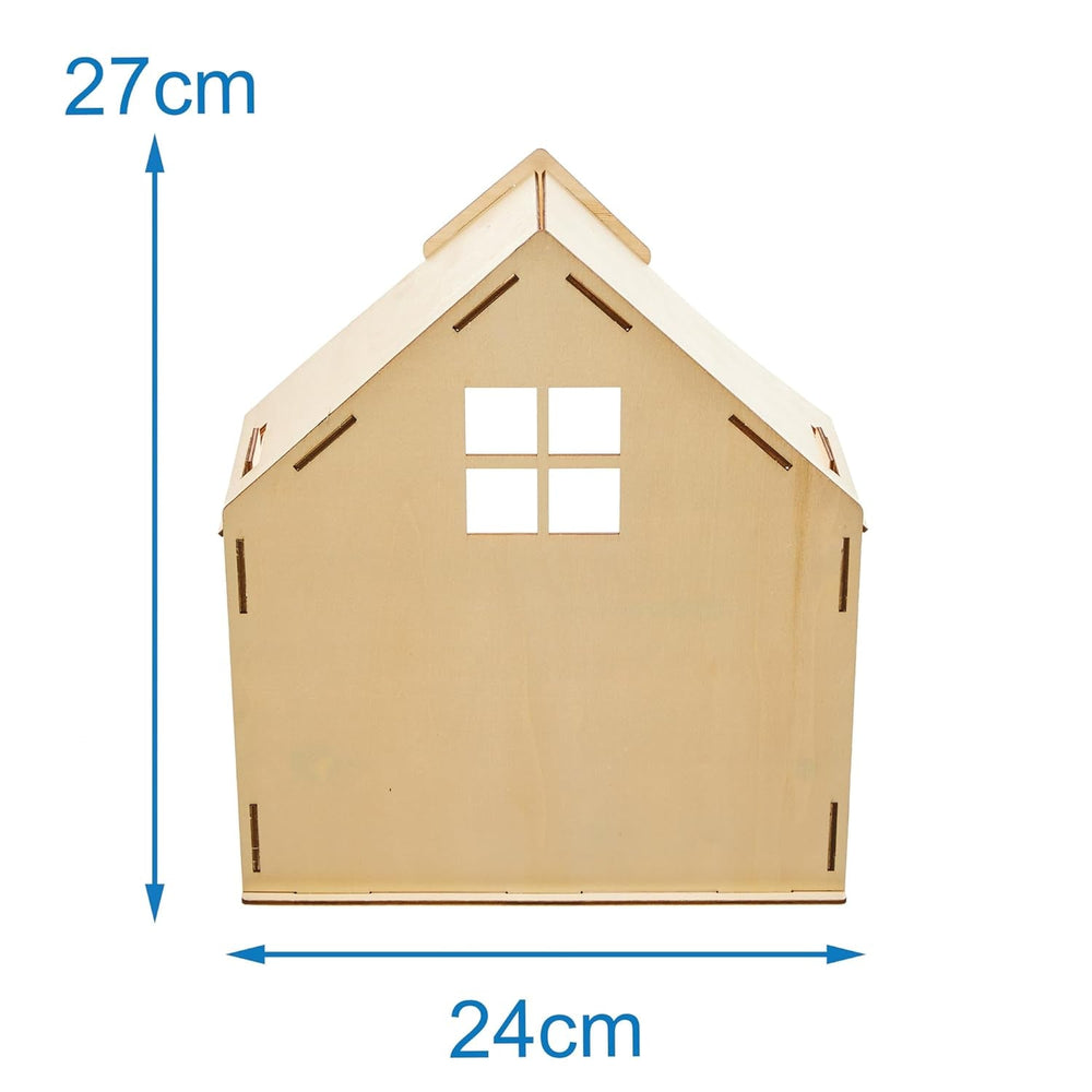 Baker Ross FN199 Puppenhaus-Bausatz aus Holz – 1er-Pack, Kinder-Puppenhaus-Bausatz, Bastelset Puppenhäuser Naty Shop
