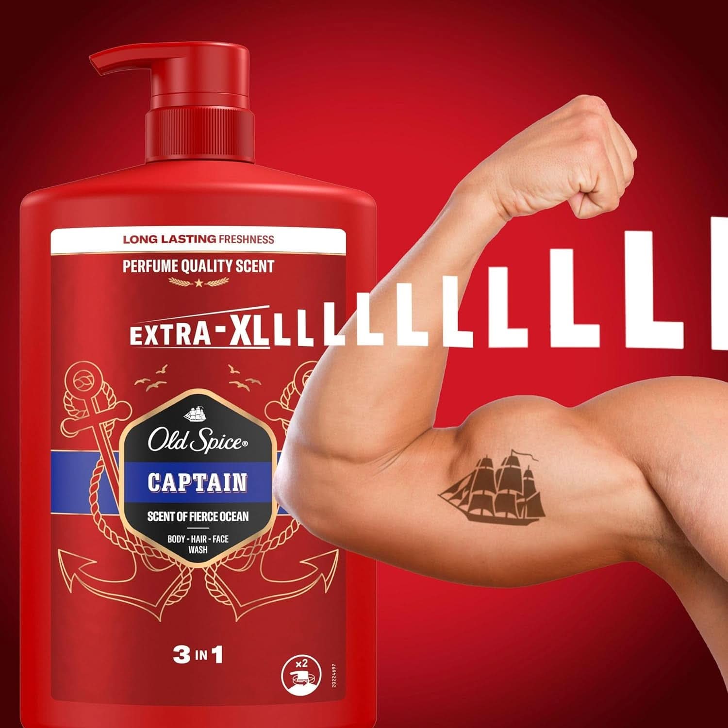Old Spice Captain 3-In-1 Gel de duș și șampon pentru bărbați, 1 litru Duș și baie Naty Shop