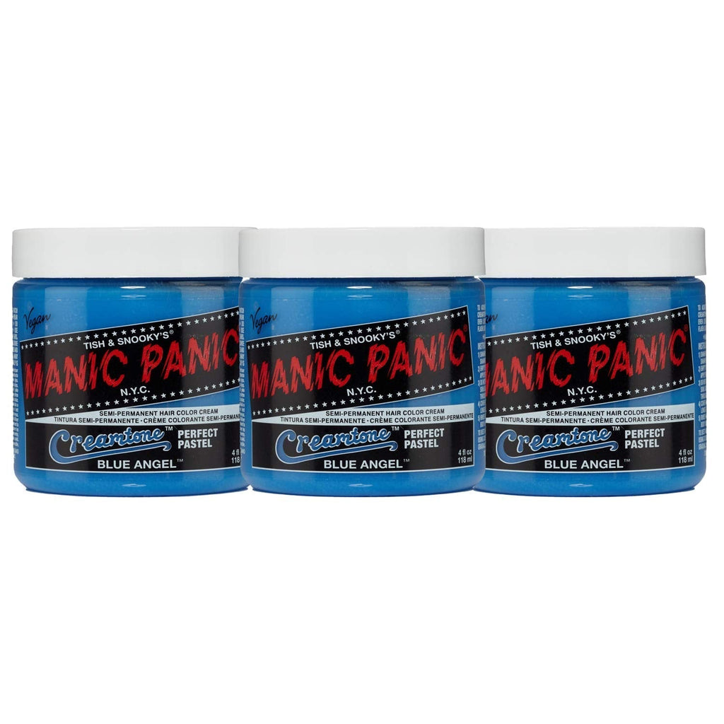 Manic Panic Electric Lizard Classic Cream, vegan, fără cruzime, vopsea de păr verde semipermanentă 118ml Vopsea pentru par Naty Shop Înger albastru Pastel 118 Ml (pachet de 3)