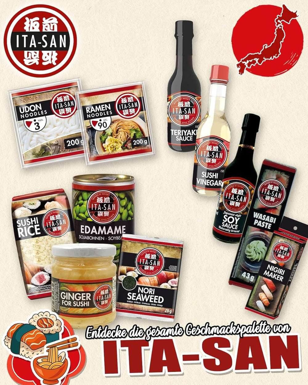 ITA-SAN Ramen-Nudeln, schnelle und einfache Zubereitung, 30 x 200 g