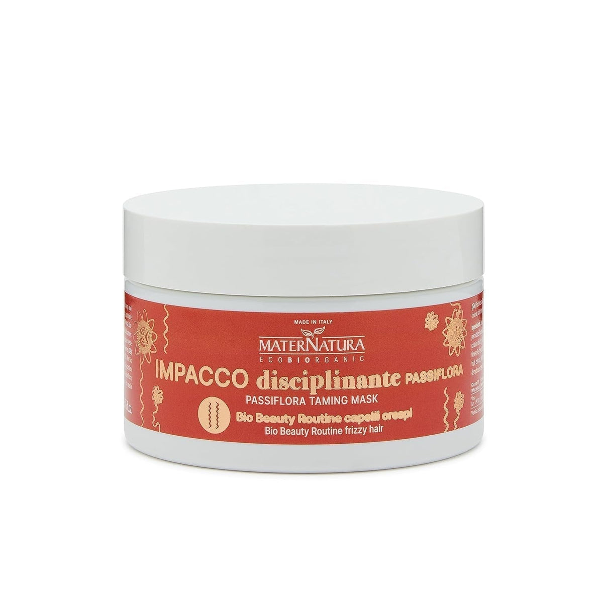 Maternatura, Mască de păr disciplinantă pentru păr creț cu floarea pasiunii, reparare, rezistență și strălucire pentru bucle perfecte, rutină de frumusețe organică pentru păr creț, Made in Italy - 100 ml Masca de par Naty Shop Titlu implicit