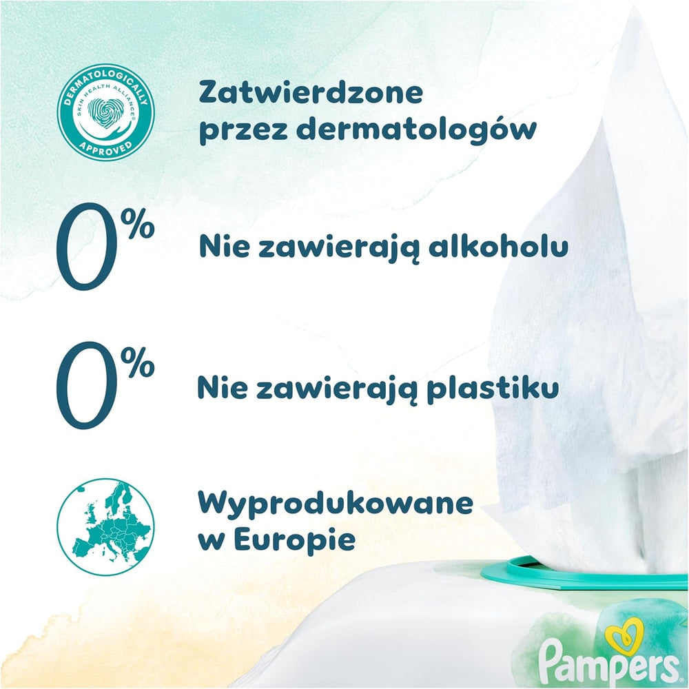 Șervețele umede Pampers Harmony Protect & Care, 18 pachete a câte 44 de șervețele fiecare = 792 de șervețele care ajută la restabilirea echilibrului natural al pH-ului pielii