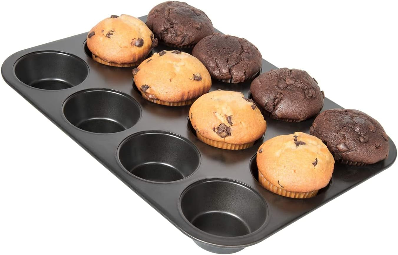 Wenco Muffinform 12Er Antihaft Backblech, Spülmaschinengeeignet, Karbonstahl – Muffinblech Für 12 Muffin – Hitzebeständig Bis 220°C, Schwarz Formen und Backbleche Naty Shop