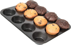 Wenco Muffinform 12Er Antihaft Backblech, Spülmaschinengeeignet, Karbonstahl – Muffinblech Für 12 Muffin – Hitzebeständig Bis 220°C, Schwarz Formen und Backbleche Naty Shop