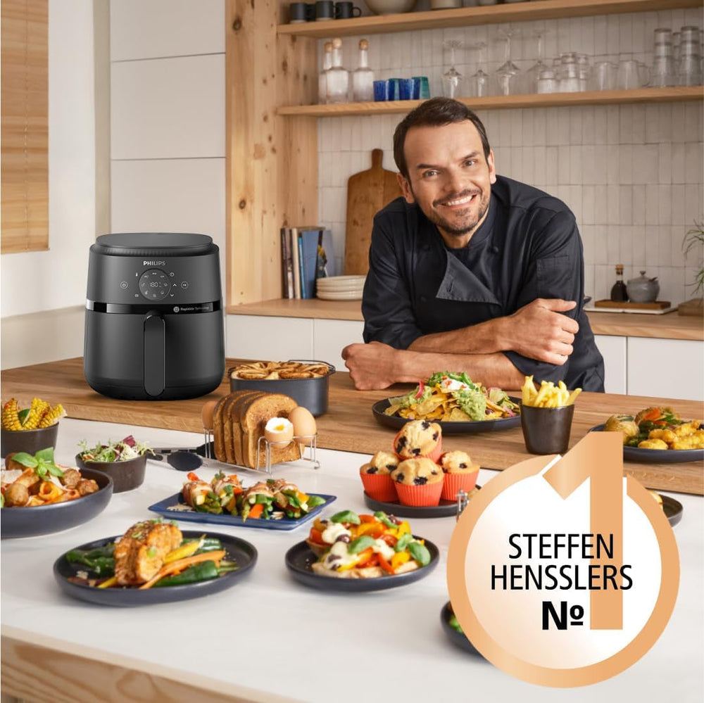 Philips Airfryer 2000-Serie 4,2 l – digitaler Touchscreen, 13 Kochoptionen, 9 voreingestellte Funktionen, bis zu 90 % weniger Fett mit Rapidair-Technologie, Leistung 1500 W. Haushaltsgeräte Naty Shop