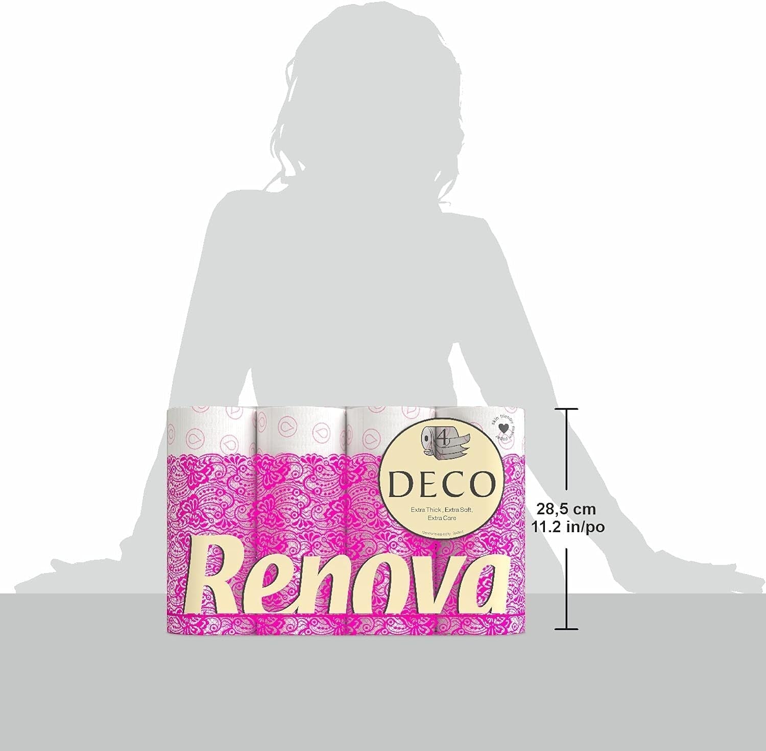 Hârtie igienică Renova 4 straturi albă decorată parfumată - 12 role rolă Blanco Decorado Perfumado
