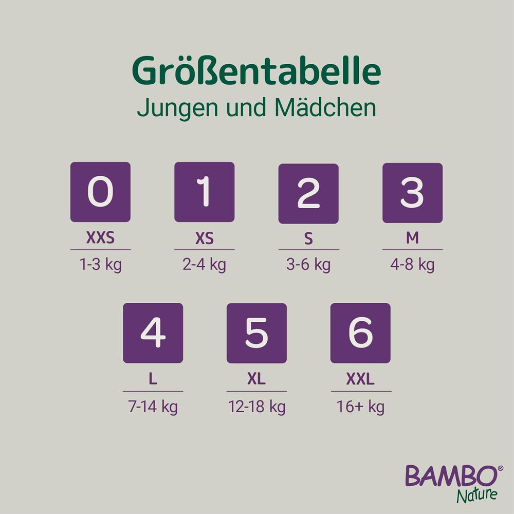 Scutece Bambo Nature pentru bebeluși, mărimea 4 (7-14 kg), 144 buc., cutie lunară | Scutece premium cu protecție îmbunătățită împotriva scurgerilor | Confort și libertate supreme pentru copiii activi | Scutece testate dermatologic