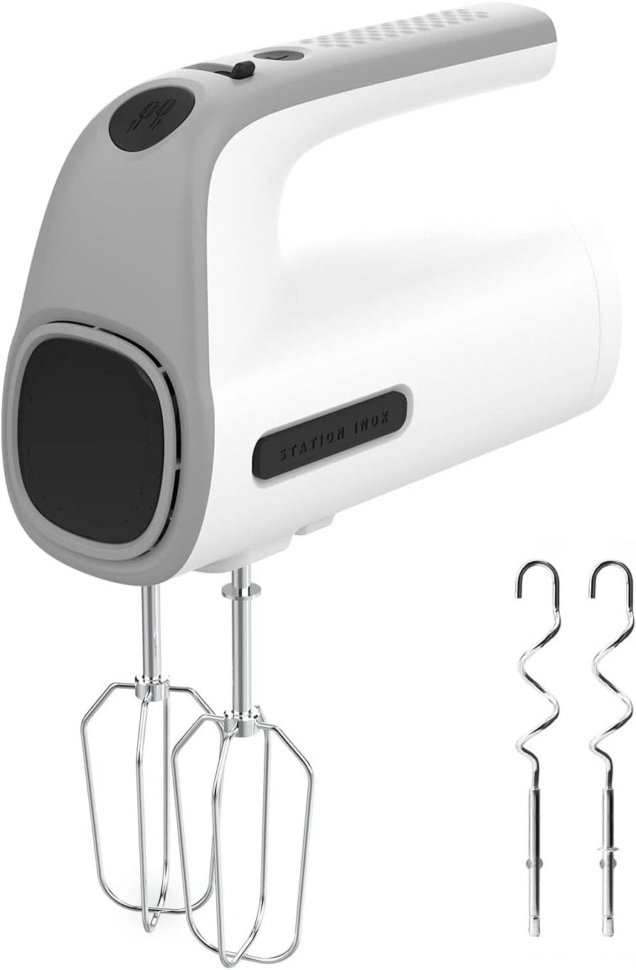 Taurus Station Inox - Standrührgerät Für Backwaren, 500W, 5 Geschwindigkeiten, Turbofunktion, 2 Arten Von Rührstäben: Kneten Und Mixen, Weiß/Schwarz Mother and Child Naty Shop 300W Kompakt