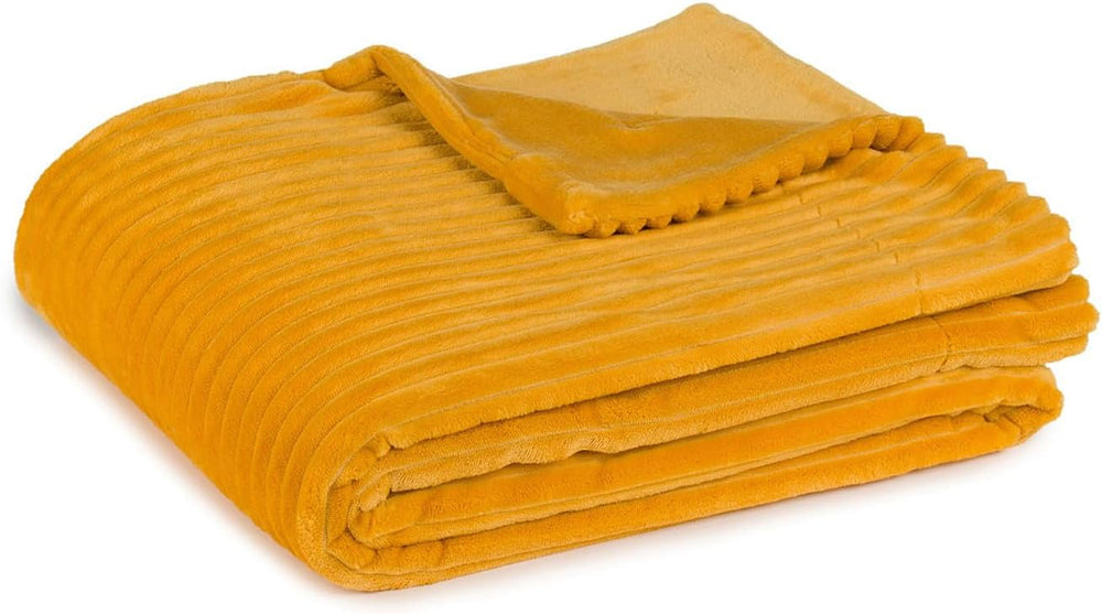 Gözze - Pătură confortabilă și moale în aspect corduroy, 1620G/bucata, 150 X 200 Cm - scorțișoară Paturi si Cuverturi Besuche den GÃ¶zze-Store Muștar
