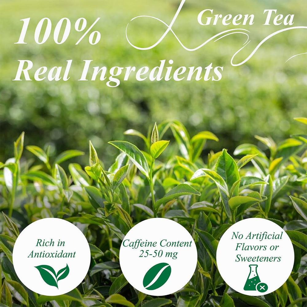 WEETEE Pliculețe de ceai verde, 100 bucăți Pliculețe de ceai verde, ceai verde pur, super antioxidant | Pliculețe resigilabile | Preparare fierbinte sau rece